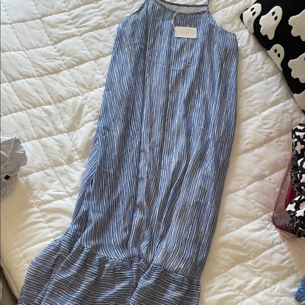 NWT Mudpie Blue Striped Sleeveless Dress